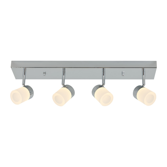 Artika Bahia Track Light Ceiling Fixture - 4 Integrated LED Bulbs - Dry Rated - Frosted Glass Shades - Pivoting Heads