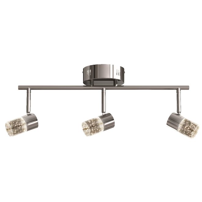 Artika Glow Track Light Bar Fixture - 3 Integrated LED Lighting - Dimmable - Chrome Finish - Seeded Glass Shades