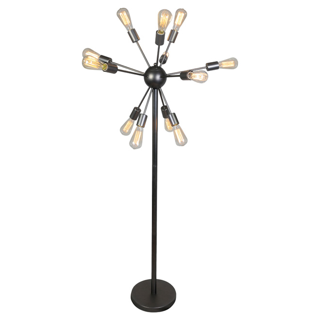 Uberhaus Telescopic 12 Light Floor Lamp 57 Tall Black