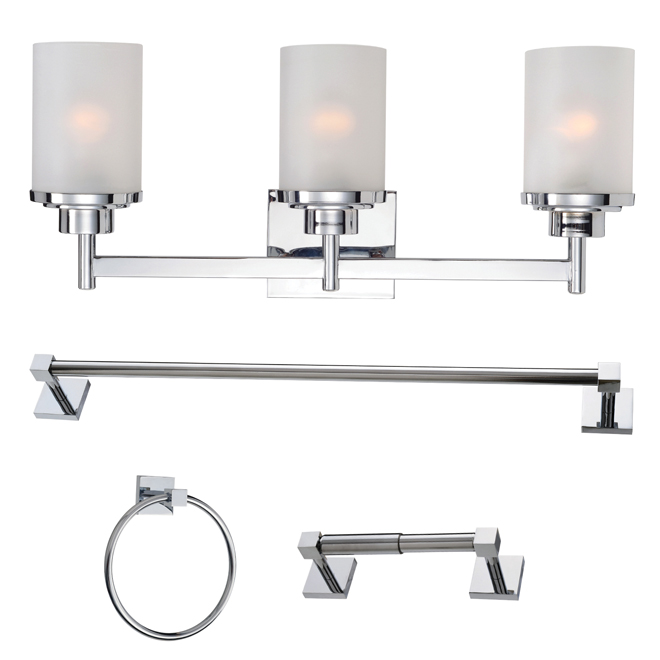 Project Source 3 Light Vanity Light And Bathroom Accessories Set Chrome Ws Wl 002 Rona