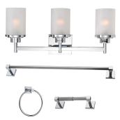 Project Source Uberhaus 21.5-in 3-Light Wall Light and Bathroom Accessories Set - Chrome