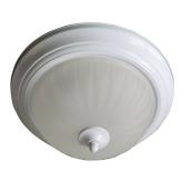 Plafonnier, 2 lumières, verre strié givré, blanc