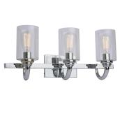 Project Source Uberhaus 24-in 3-Light Chrome Wall Fixture with Clear Glass Shades