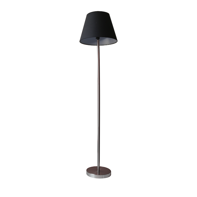 Lampe sur pied et lampes de table Project Source, métal/tissu, noir/chrome, 3 pièces