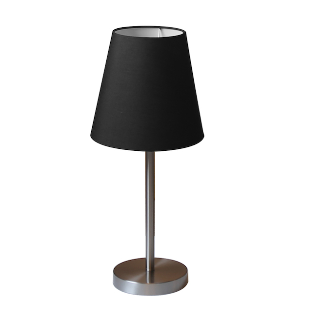 Lampe sur pied et lampes de table Project Source, métal/tissu, noir/chrome, 3 pièces