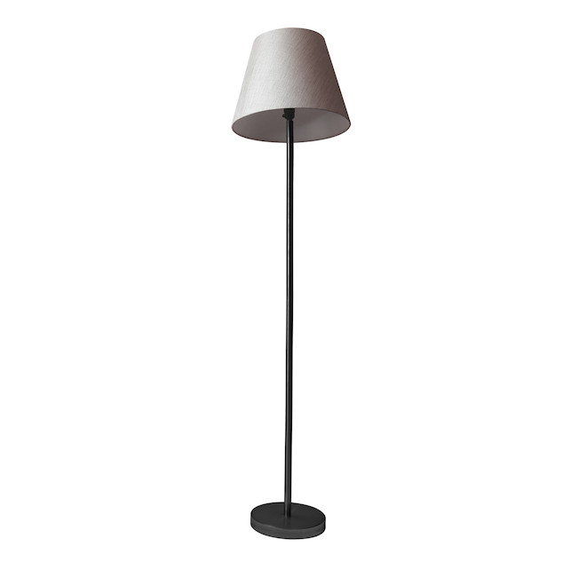 Floor Lamp and Table Lamps - Metal/Fabric - Black/Linen - 3-Piece Set
