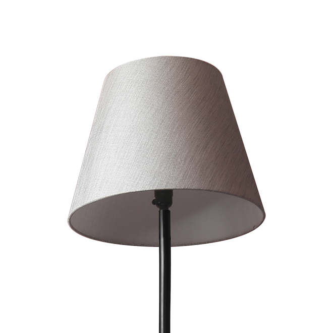 Lampe sur pied et lampes de table, métal/tissu, noir/lin, ensemble 3 pièces