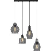 Allen + Roth 4-Light Pendant Fixture - Black Finish - Smoked Glass Shades - 60 W Type A19 Bulbs (not included)