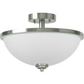 Project Source 2-Light 60 W Round Semi-Flush Mount with Opalescent Glass - Brushed Nickel