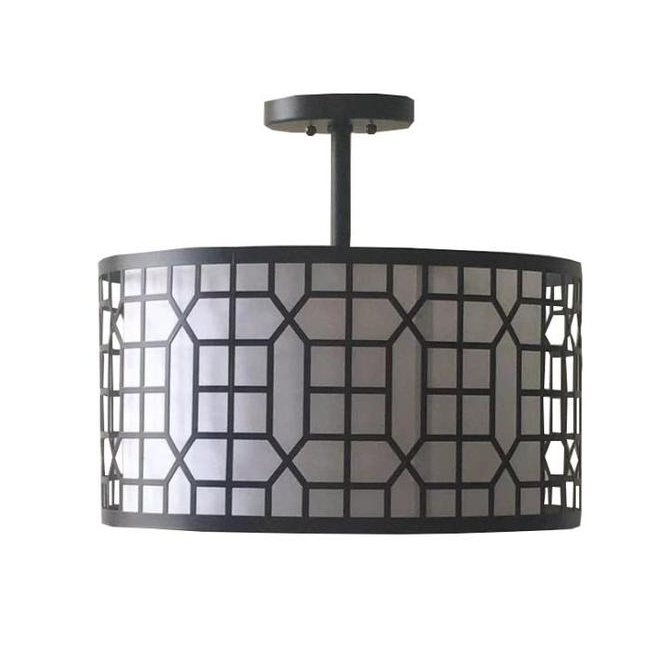 Image of Project Source | Semi-Flush Mount Ceiling Light - 2 Lights - 15-In X 13-In - Metal/fabric - Black And White | Rona