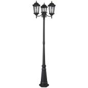 Project Source 3-Light Outdoor Post Light - 27-in x 86-in - Black