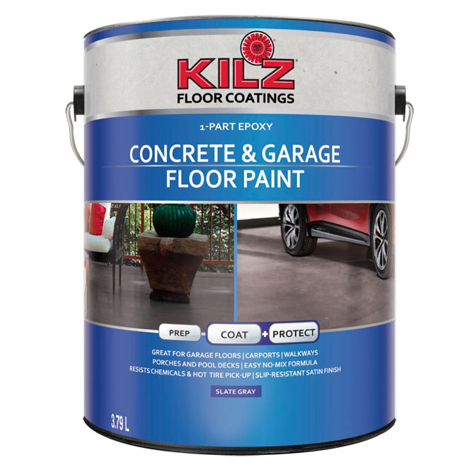 Kilz Concrete and Garage Floor Paint  - 3.79 L - Grey Slate