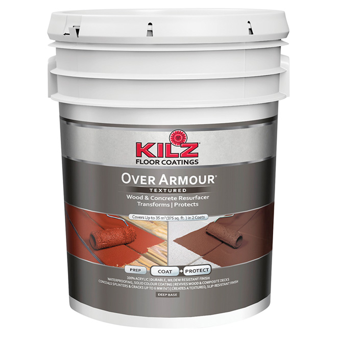 Kilz Over Armour Textured Wood and Concrete Floor Coating - Slip-Resistant - Solid - Deep Base - 18.9 L