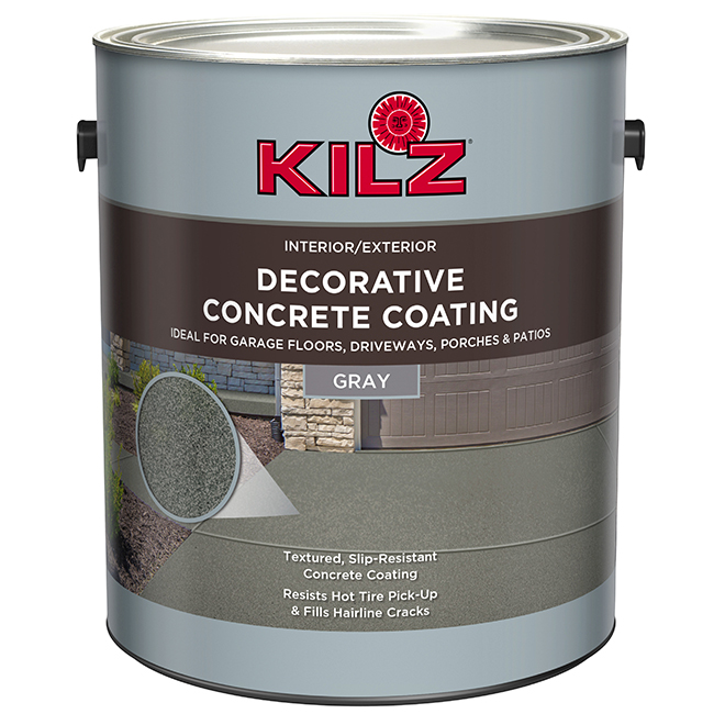 Kilz Decorative Concrete Coating Paint Grey Slip Resistant 3 79 L L378701c Rona - Outdoor Cement Paint Colours