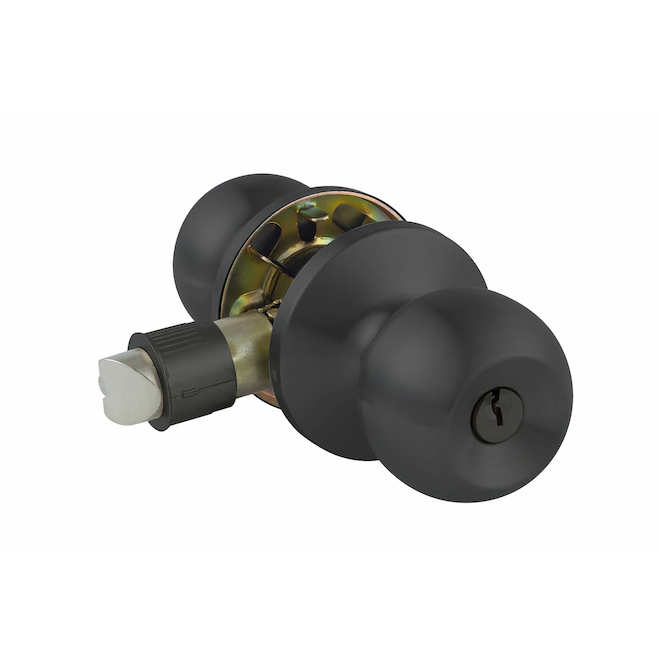 RONA Bolae Entry Door Knob and Rosette with Lock - Matte Black