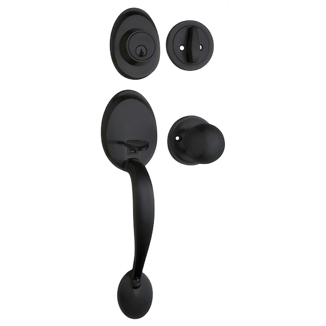 RONA Bolae Entry Handle Set with Separate Lock and Indoor Knob in Matte Black