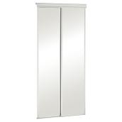 Porte de placard coulissante économique Colonial Elegance, 36 po l. x 80 1/2 po H., cadre en métal, miroir, blanche