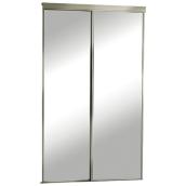 Colonial Elegance Classic Sliding Closet Door - 48-in W x 80-in H - Metal Frame - Mirror - Champagne