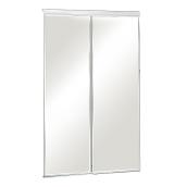 Colonial Elegance Frameless Mirror Sliding Doors - 48-in W x 80 1/2-in L - Bevelled-Edged - Bottom Roll System