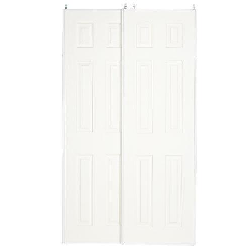 Porte coulissante Colonial Elegance, 6 panneaux, MDF, apprêt blanc, 48 po l. x 80 1/2 po h.