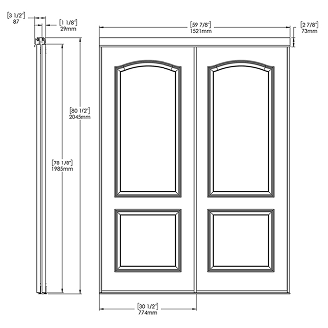 Colonial Elegance Camden Sliding Closet Doors - White Primed - 2-Panel ...