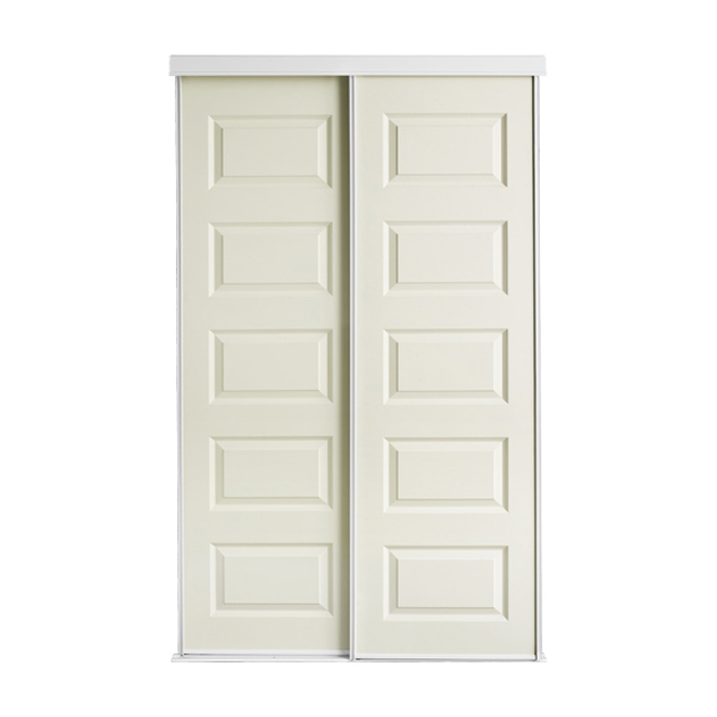 Porte coulissante Colonial Elegance, 60 po l. x 80 1/2 po h., 5 panneaux, apprêt blanc
