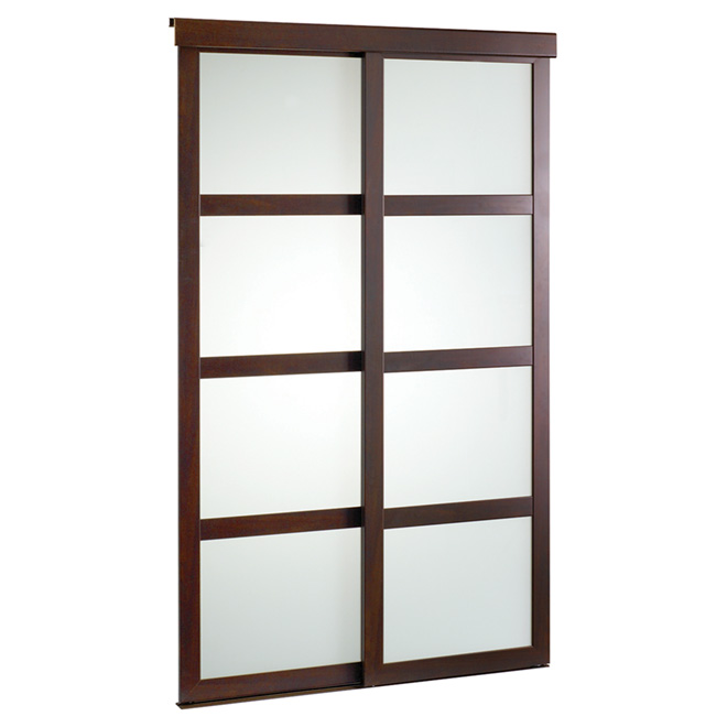 Colonial Elegance Sliding Door - Chocolate - Frosted Glass - Interior - 72-in W x 80 1/2-in H