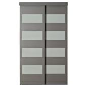 Porte coulissante d'intérieur gris acier par Colonial Elegance 4 insertions de verre givré, 60 po x 80 1/2 po x 2 1/2 po