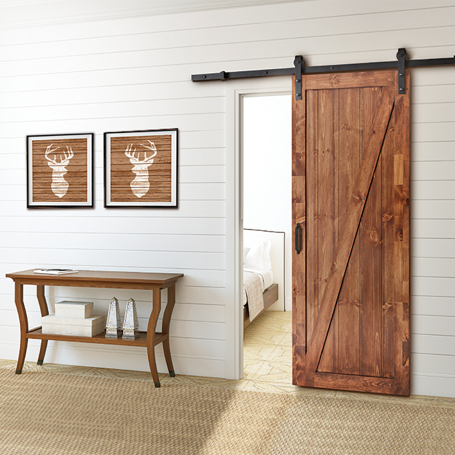 Colonial Elegance Chalet 37-in x 84-in Natural Pine Barn Door