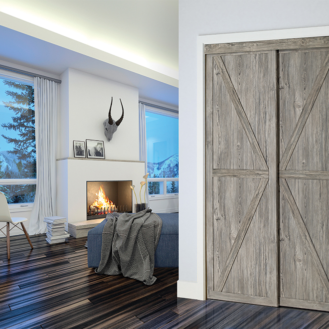 Colonial Elegance Countryside Sliding Barn Door - Grey Antique Wood - MDF Panels - 48-in W x 80 1/2-in H
