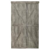 Colonial Elegance Countryside Sliding Door - Grey Antique Wood Finish - MDF Panels - 60-in W x 80 1/2-in L