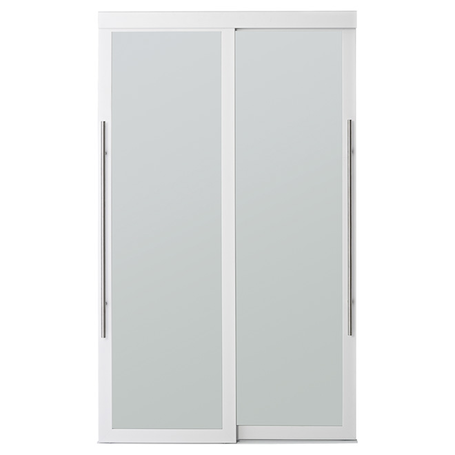Colonial Sliding Door - Frosted Glass - Contemporary - White - 60-in W x 80 1/2-in L