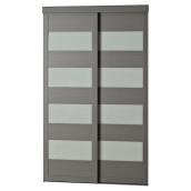 Porte coulissante d'intérieur gris acier par Colonial Elegance 4 insertions de verre givré, 72 po x 80 1/2 po