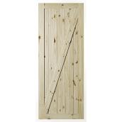 Colonial Elegance Chalet 1 3/8-in x 37-in x 84-in Solid Core Natural Knotty Pine Barn Door