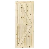 Porte de grange pour système de rail, Colonial Elegance, 33 po x 84 po, pin clair