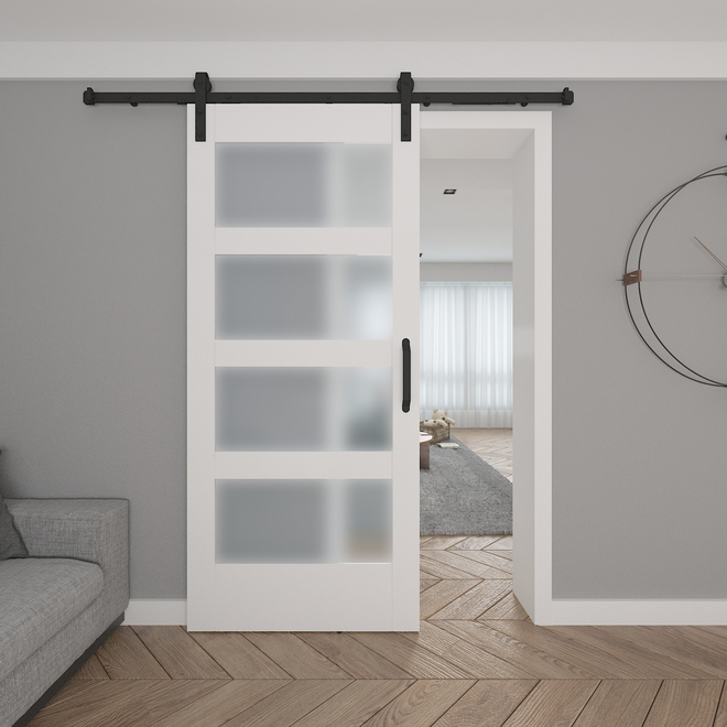 Colonial Elegance 4-Lite Barn Door Kit - Pine Vinyl - 37-in x 84-in x 1.375-in White