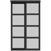 Colonial Elegance Fusion Plus 48-in x 80.5-in Black Wood and Frosted Glass Sliding Door