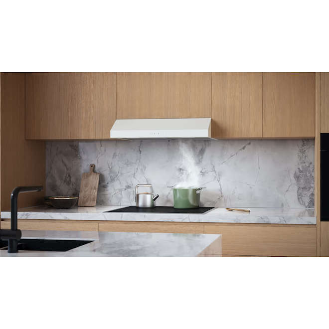Broan-Nutone Undercabinet Range Hood 30-in with 3 Speeds 350 CFM and LED Lighting - White