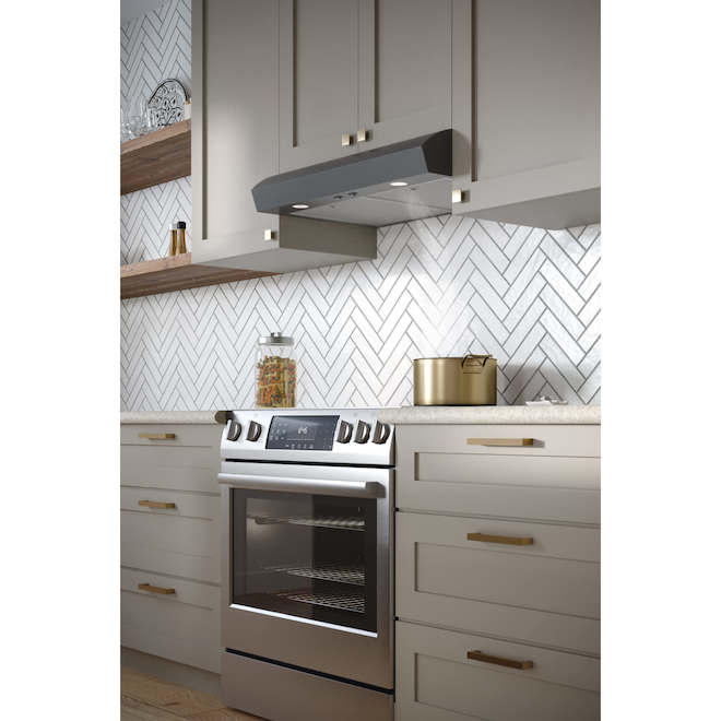 Broan-Nutone 30-in Black Undercabinet Range Hood w/ 2 Speeds 350 CFM and 1-Level LED Lighting