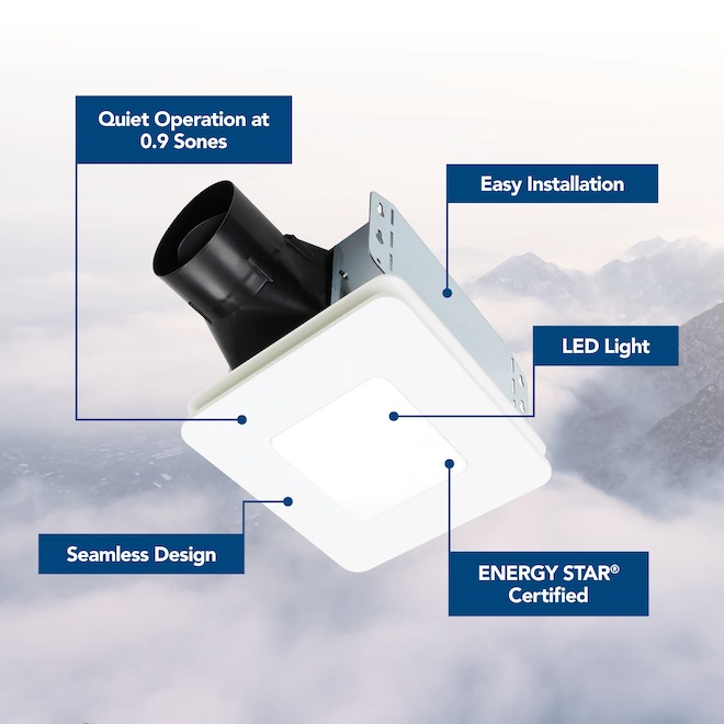 Broan-NuTone Bathroom Fan with LED Light 60 CFM with 0.9 Sones - White