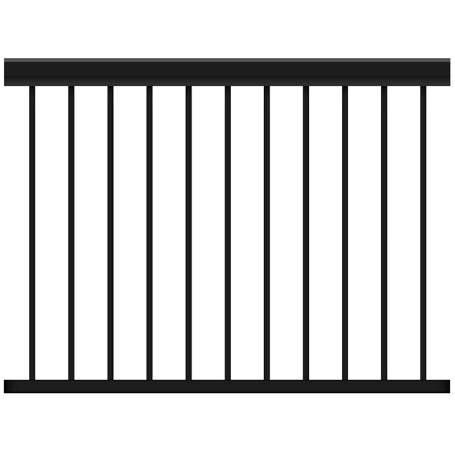 Kool-Ray Classica Straight Railing Section - Aluminum - Black - 72-in x 36-in