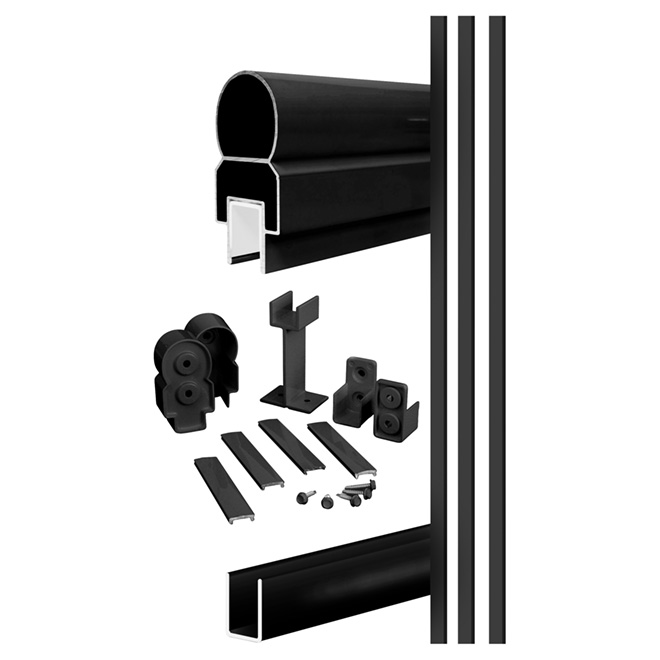 Kool-Ray Classica Straight Railing Section - Aluminum - Black - 72-in x 36-in