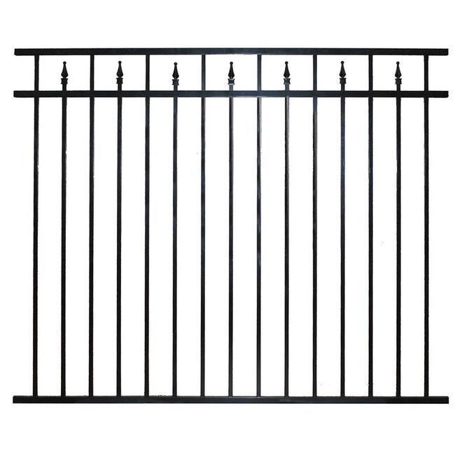 Kool-Ray 1 x 48 x 72-in Aluminum Black Ornamental Section Fence with Finials