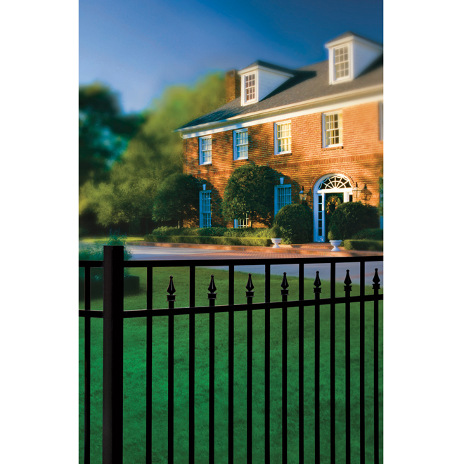 Kool-Ray 1 x 60 x 72-in Aluminum Black Ornamental Section Fence with Finials