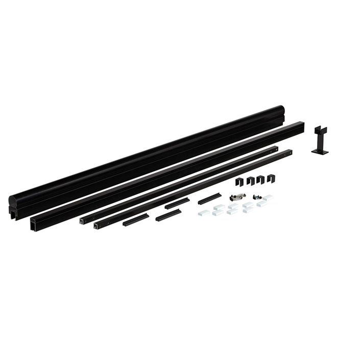 Kool-Ray Monarch Glass Baluster Railing Section - Aluminum - Black - 42-in x 48-in