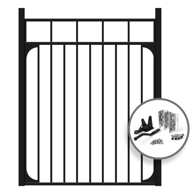 Kool-Ray 60 x 48-in Ornamental Aluminum Powder-Coated Black Knock Down Fence Gate Kit