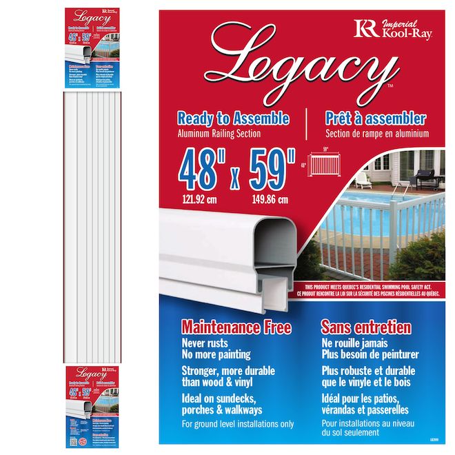 Kool-Ray Legacy White Aluminium Railing Kit - 48 x 59-in