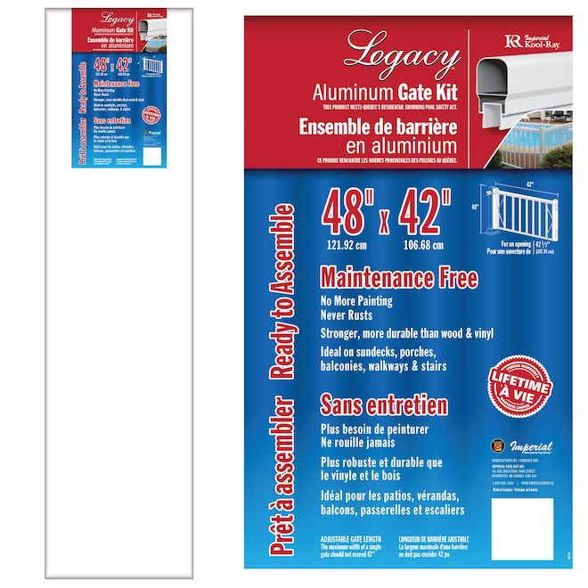 Barrière de piscine Legacy de Kool-Ray en aluminium blanc 42 po x 48 po