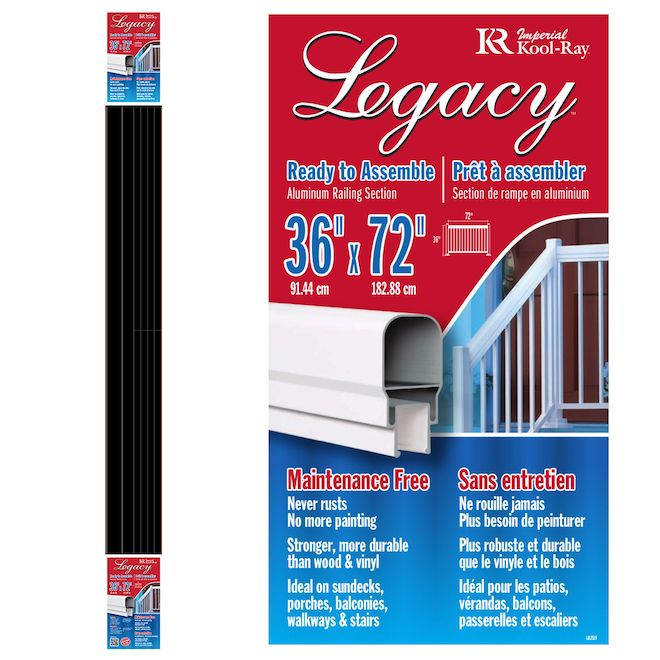 Kool-Ray Legacy Aluminium Railing Kit - Black - 36 x 72-in