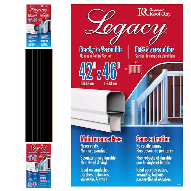 Kool-Ray Legacy Aluminium Railing Kit - Black - 42 x 46-in